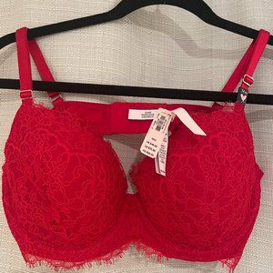 NWT Victoria's Secret Cherry Red Lace Bra w/Support/Padding 36D